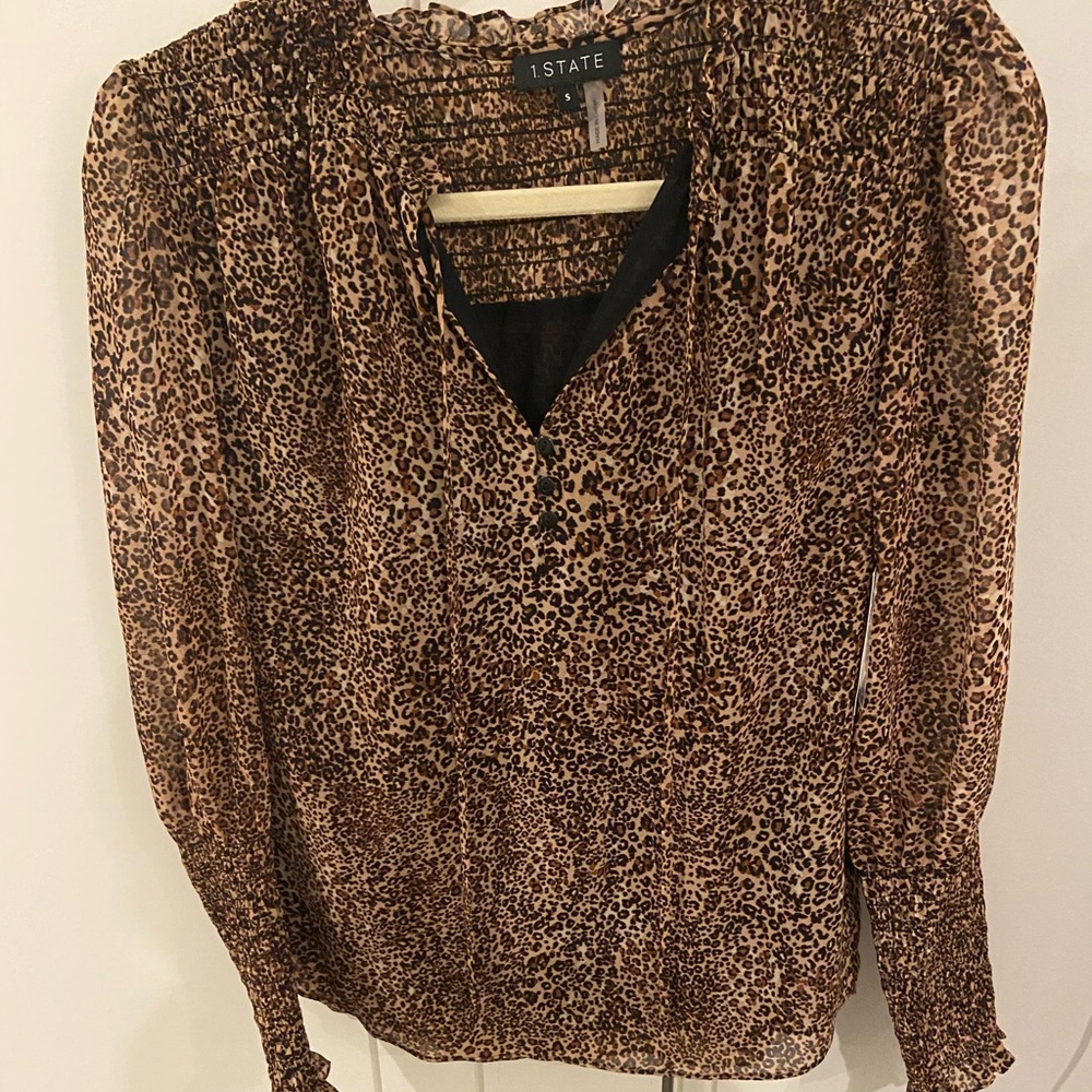 1. State cheetah print blouse